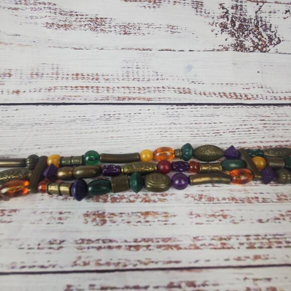 The Limited Leather Jeweled Beaded Belt Size M Boho Hippie Festival Statement - Picture 5 of 10